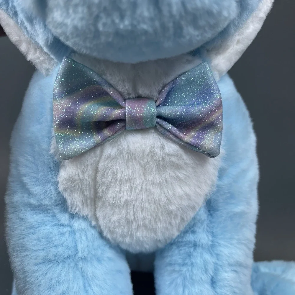 FAO Schwarz Plush Blue Bulldog Puppy Dog Sparklers Bow Easter Bunny Ears 16